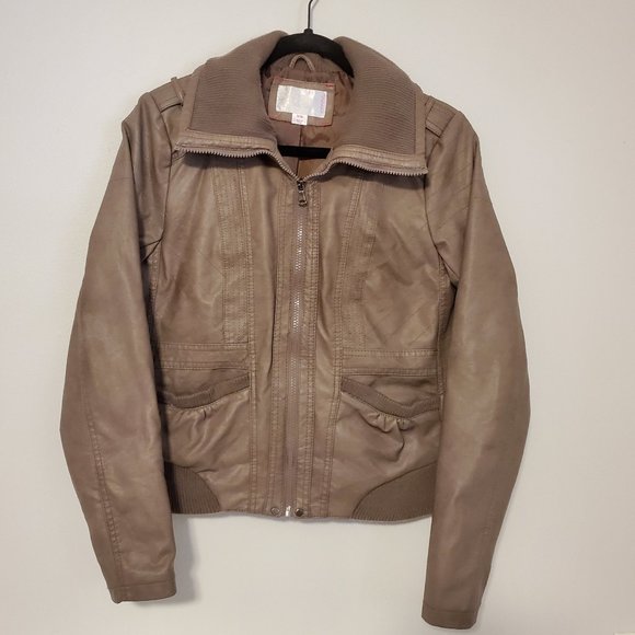 Xhilaration Jackets & Blazers - Brown Faux Leather Pilot Moto Jacket